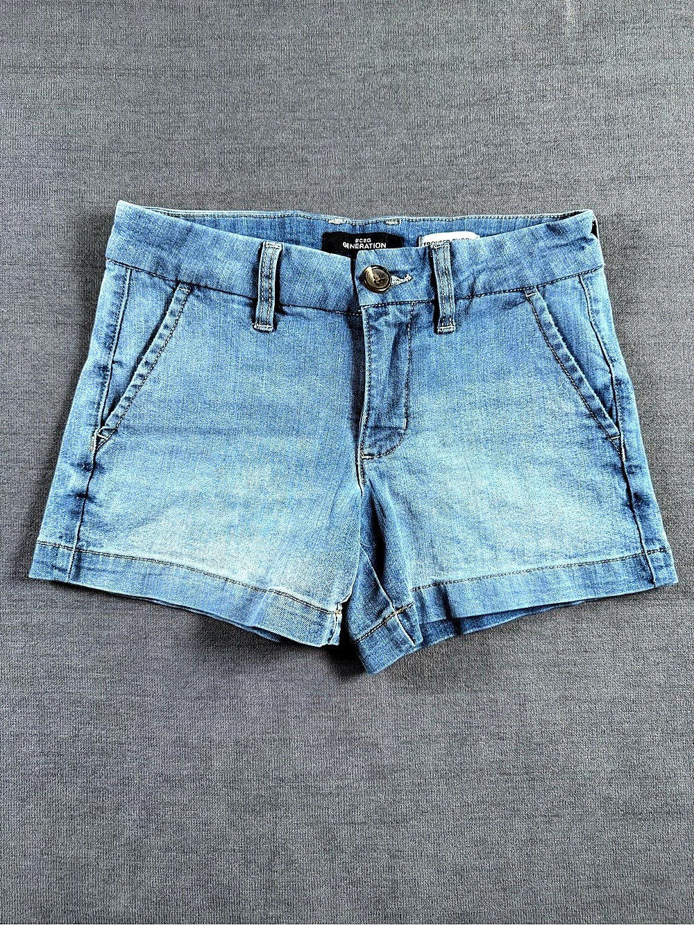 BCBGeneration Denim Trouser Shorts Light Wash Pockets Cuffed Size 0/24